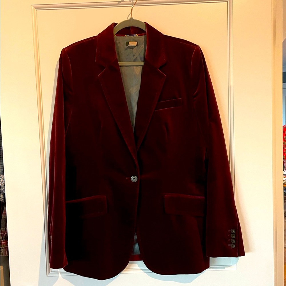 Women’s J. Crew Velvet Blazer in Aubergine (size 14 Tall) - EUC